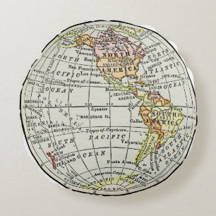Western Hemisphere Karta Globe Travel Rund Kudde
