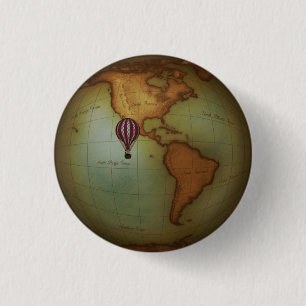 Western Hemisphere Karta & Victorian Luftballong Knapp
