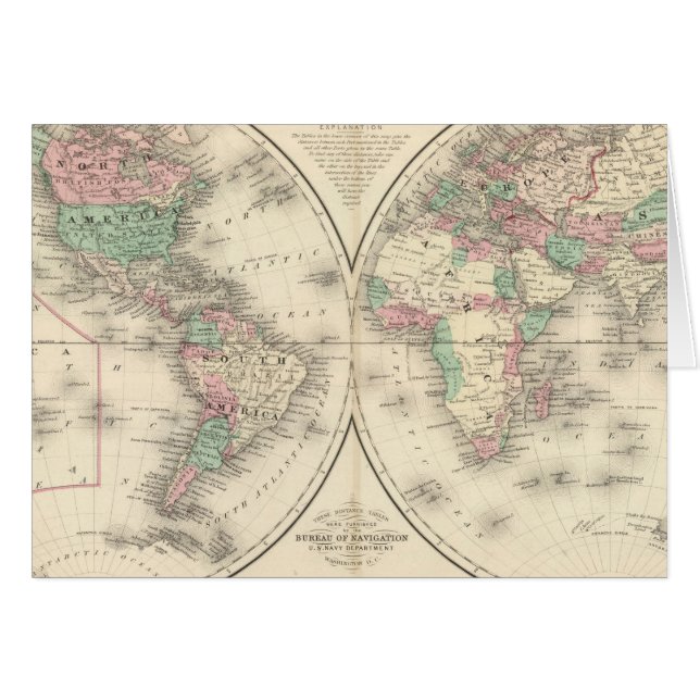Western Hemisphere Östra Hemisphere Hälsningskort (Framsidan Horizontal)