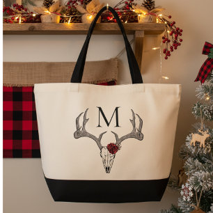 Western Hjort Reindeer Antlers Monogrammed Tygkasse