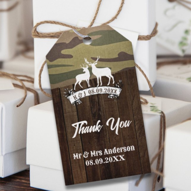 Western Hjort som stötten är över Bröllop Presentetikett (Western Deer The Hunt Is Over Wedding Gift Tags)
