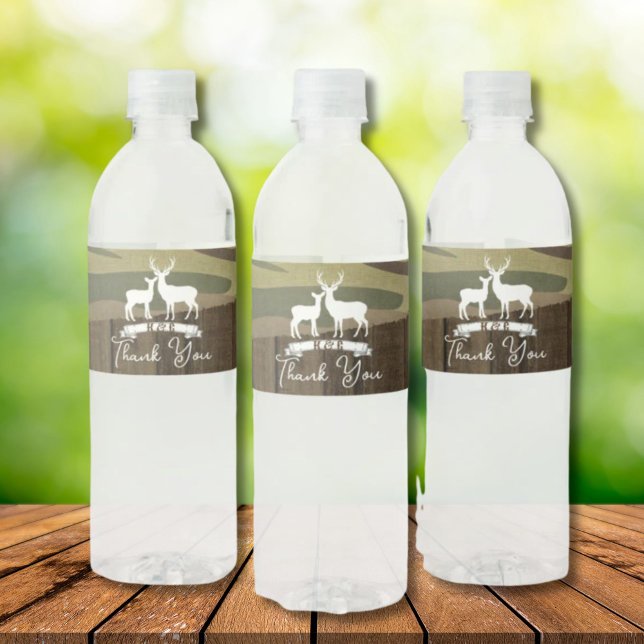 Western Hjort som stötten är över Bröllop Vattenflaskor Etikett (Western Deer The Hunt Is Over Wedding Water Bottle Label)