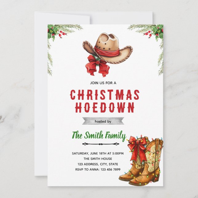 Western Hoedown Christmas Party invitation Inbjudningar (Framsida)