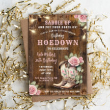 Western Hoedown Floral Cowgirl Birthday med Boots