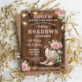 Western Hoedown Floral Cowgirl Birthday med Boots Inbjudningar
