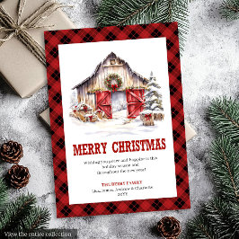 Western holiday card buffalo plaid country julkort