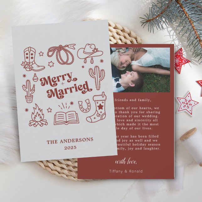 Western Holiday Merry Married Wedding  Tack Kort (Skapare uppladdad)