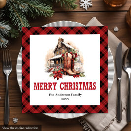 Western holiday napkins buffalo plaid Christmas  Pappersservett
