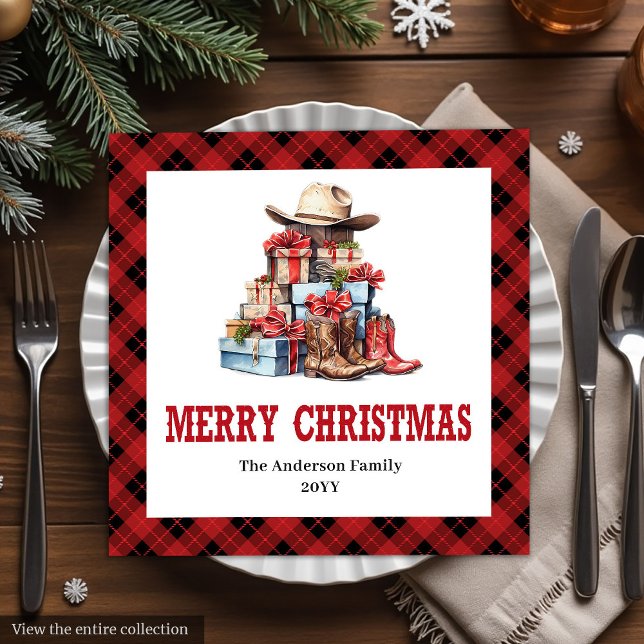 Western holiday napkins with buffalo plaid accent pappersservett (Western holiday napkins with buffalo plaid accent

)