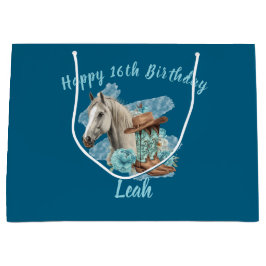 Western Horse Birthday Gift Bag – Navy