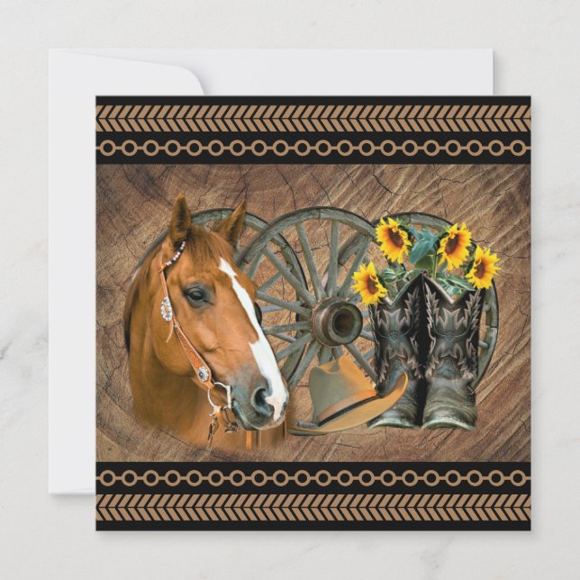 Western Horse Cowboy Boots Cowboy Hat Wagon Wheel (Framsida)