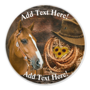 Western Horse Cowboy Hat Lasso Sunwers Ceramic Knopp