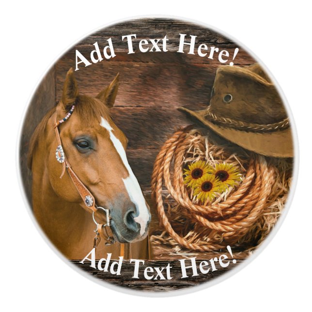 Western Horse Cowboy Hat Lasso Sunwers Ceramic Knopp (Framsidan)