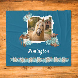 Western Horse Floral Blanket Fleecefilt