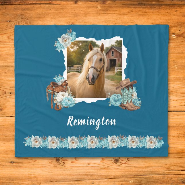 Western Horse Floral Blanket Fleecefilt (Skapare uppladdad)