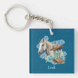Western Horse Floral Keychain