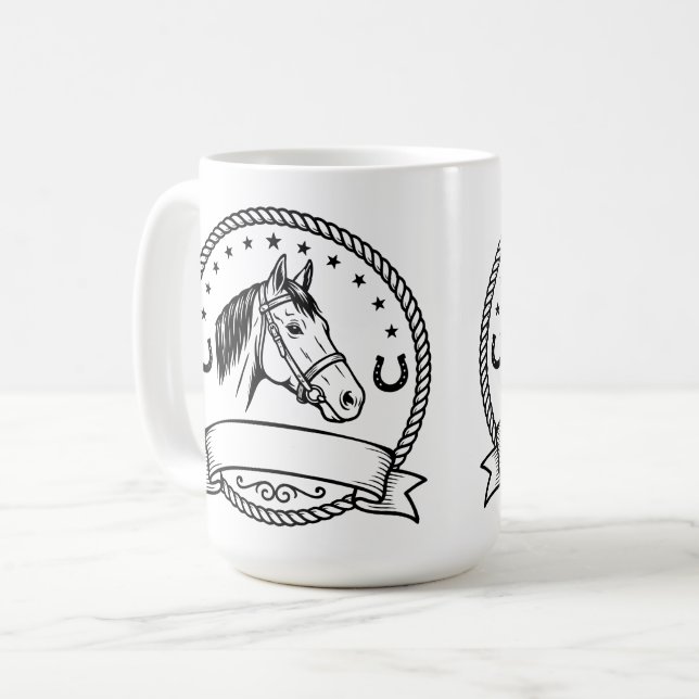 Western Horse Märke Etikett Kaffemugg (Framsida vänster)