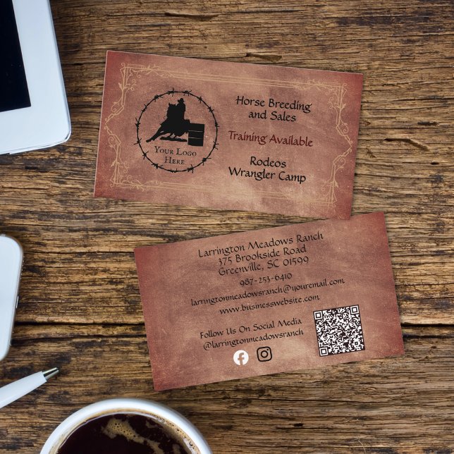 Western Horse Ranch Logotyp QR-kod Visitkort (Skapare uppladdad)