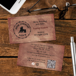 Western Horse Ranch Personailze Logotyp QR-kod Visitkort