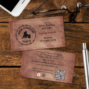 Western Horse Ranch Personailze Logotyp QR-kod Visitkort