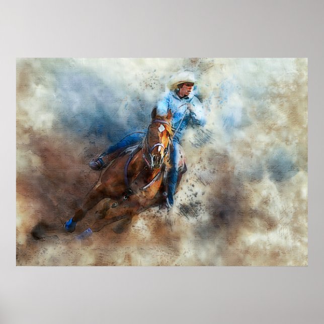 Western Horse Rodeo Cowboy Art Wall Poster (Framsidan)