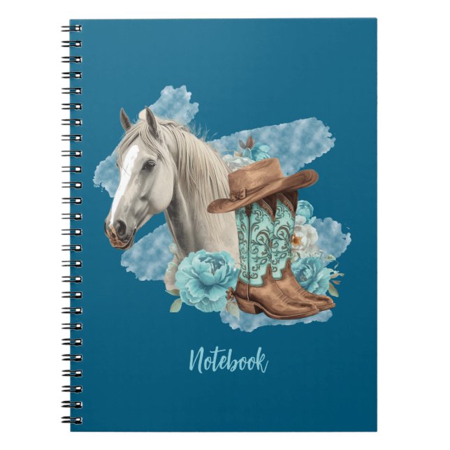 Western Horse Spiral NoteBook- Navy Anteckningsbok (Framsidan)
