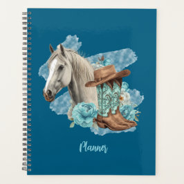 Western Horse Spiral Planner- Navy