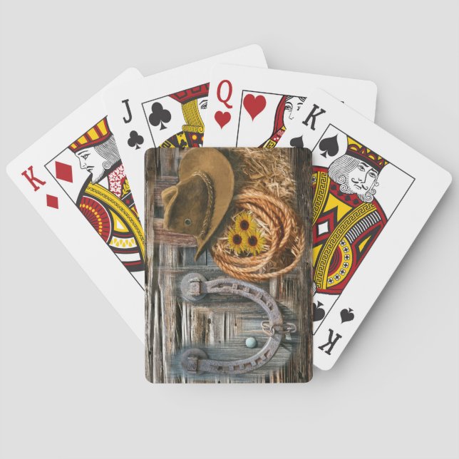 Western Horseshoe Cowboy Hat Lasso Casinokort (Baksidan)