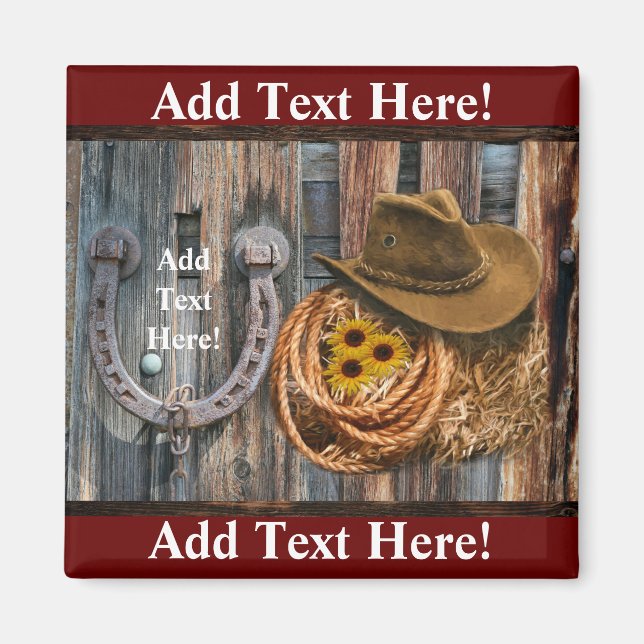 Western Horseshoe Cowboy Hat Lasso Magnet (Framsidan)