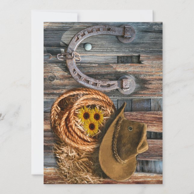 Western Horseshoe Cowboy Hat Lasso Spara Datumet (Framsida)