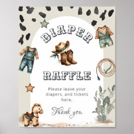 Western Howdy Baby Cowboy Baby Shower Diaper Raffl Poster