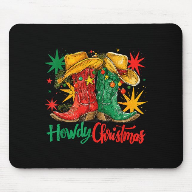 Western Howdy Christmas Cowgirl Boot Hat Christmas Musmatta (Framsidan)