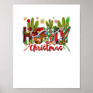 Western Howdy Jul Cowboy Hat and Cactus Poster
