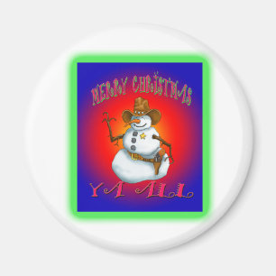 Western Howdy med färgstark Snögubbe-design Magnet