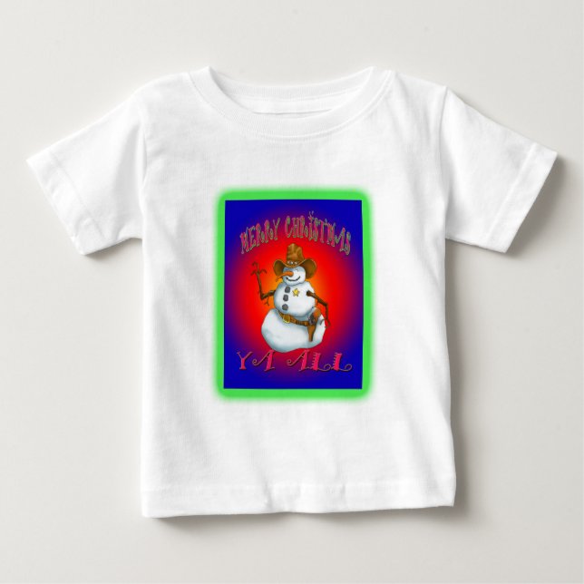 Western Howdy med färgstark Snögubbe-design Tee (Framsida)