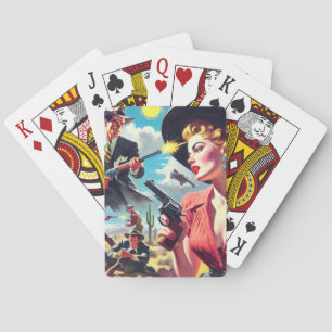 Western illustration av vintage Pulp Casinokort