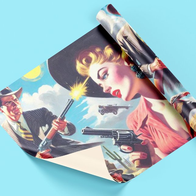 Western illustration av vintage Pulp Presentpapper (Skapare uppladdad)