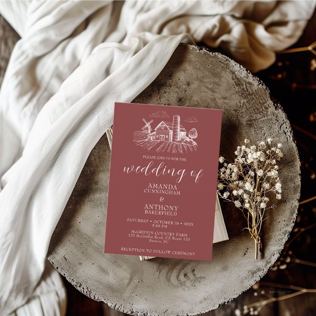 Western inbjudan till borgmästarbröllop i land (Skapare uppladdad)