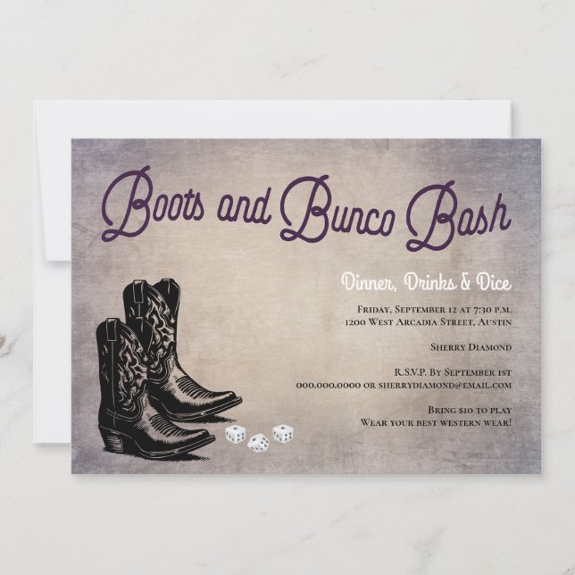 Western inbjudan till Cowboy Boots Bunco (Framsida)
