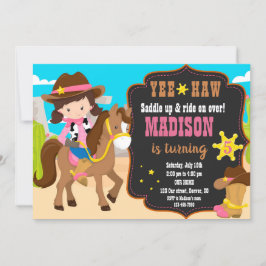 Western inbjudan till Cowgirl-födelsedag