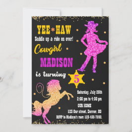 Western inbjudan till Cowgirl-födelsedag