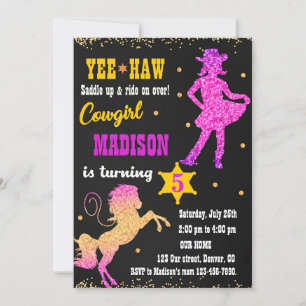Western inbjudan till Cowgirl-födelsedag