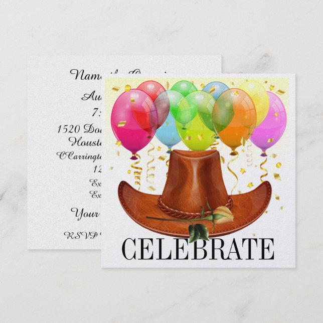 Western inbjudan till elegant (Fram/baksida)