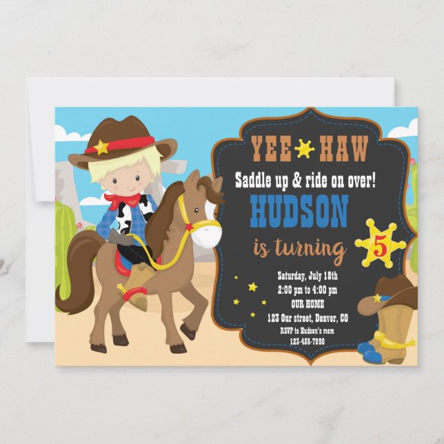 Western inbjudan till  inbjudan till Cowboys (Framsida)