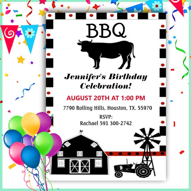 Western inbjudan till land Barbecue Birthday (Skapare uppladdad)