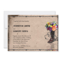 Western inbjudan till Land barbed Wire Wedding