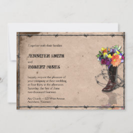 Western inbjudan till Land barbed Wire Wedding