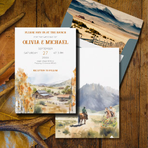 Western inbjudan till Ranch-bröllop
