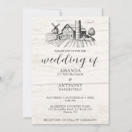 Western inbjudan till Rustic Land Barn Wedding