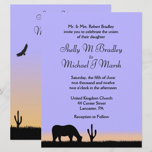 Western inbjudan till Twilight-bröllop (Fram/baksida)